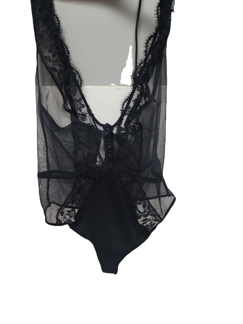 Auden Women's Mesh & Satin  Lingerie Bodysuit Style# 456ER1 Black Size Small New